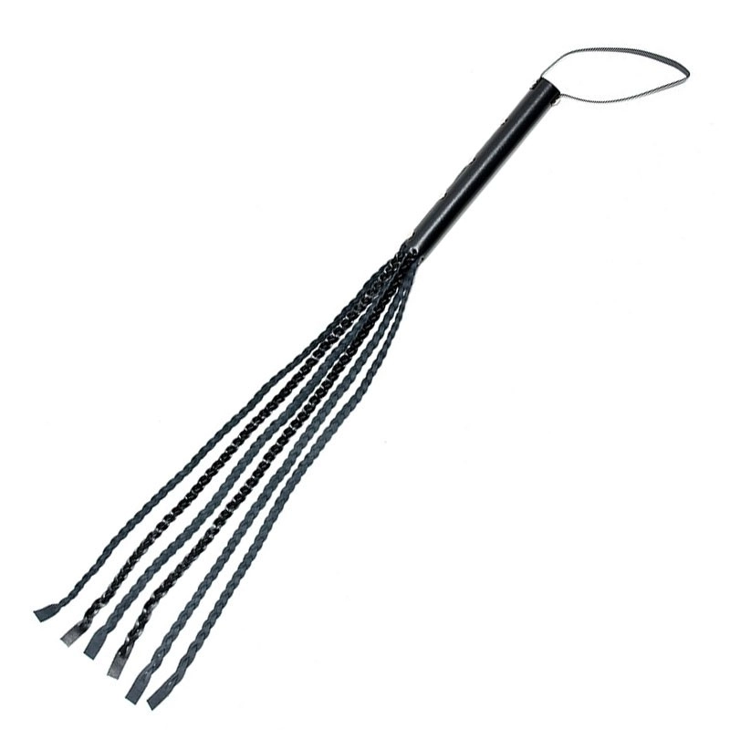 Martinet BDSM Tressé En Cuir Fendu - Rimba 3 Martinet BDSM Tressé En Cuir Fendu - Rimba