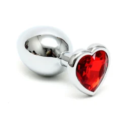 Plug Anal En Acier Cristal En Coeur (Rouge) - Rimba