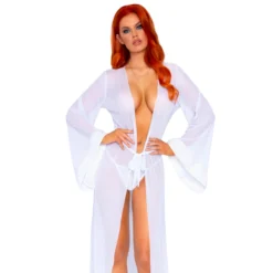 Robe Longue Sexy Transparente & String (blanc) – Leg Avenue