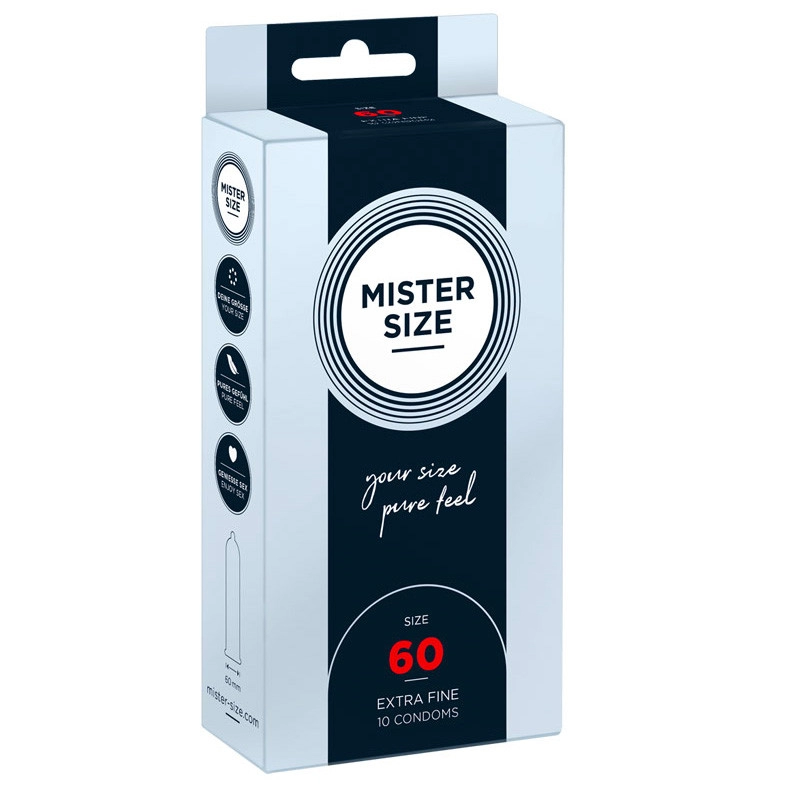 Préservatifs Sur Mesure Mister Size 60mm - 10pces. 3 Préservatifs Sur Mesure Mister Size 60mm - 10pces.