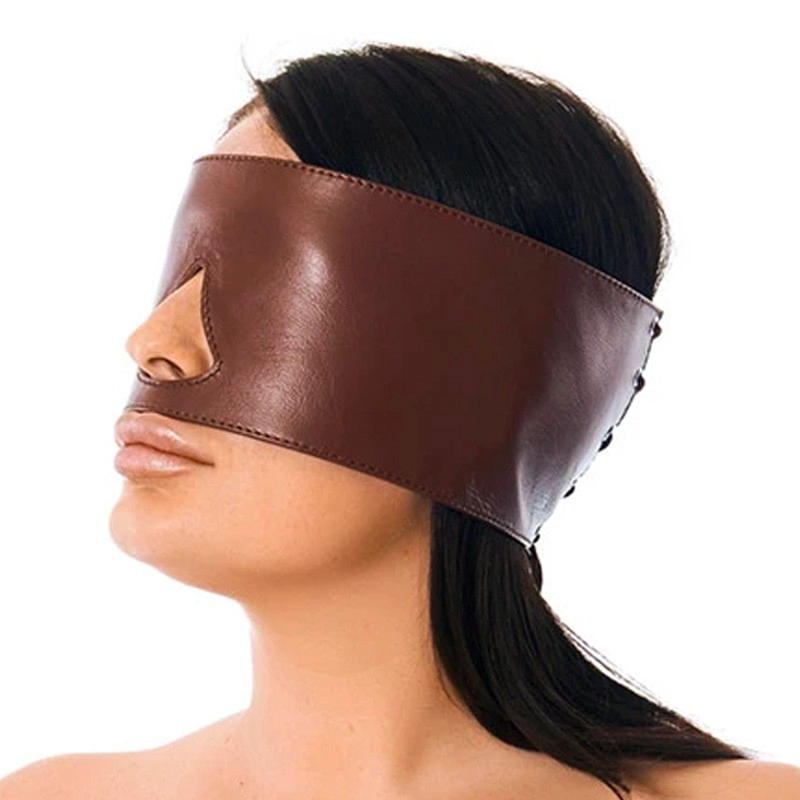 Masque BDSM Bandeau En Cuir (Brun) - Rimba 3 Masque BDSM Bandeau En Cuir (Brun) - Rimba