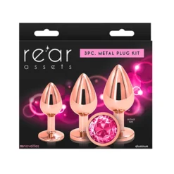 Kit De Plug Anal Aluminium Rear Assets Rose & Gold (3x) - NS Novelties -Joujou 22169