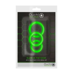 Cockring Ring En Silicone Phosphorescents 3 Pièces - Ouch! -Joujou 22198