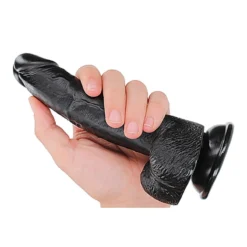 Dildo Réaliste Avec Scrotum 15cm (noir) - RealRock 7 -Joujou 22466