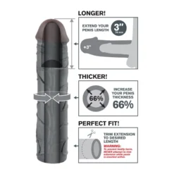 Extension Pénienne Mega 3" Extension Noir – X-Tensions -Joujou 8219